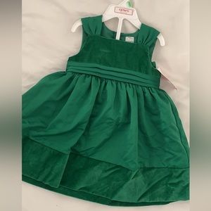 18 months baby girl green velvet dress